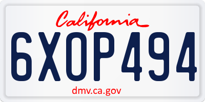 CA license plate 6XOP494