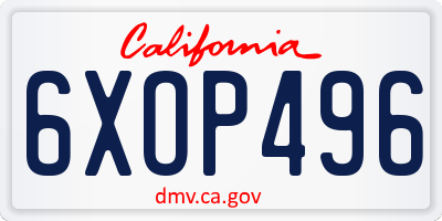 CA license plate 6XOP496