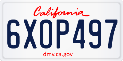 CA license plate 6XOP497