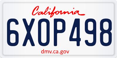 CA license plate 6XOP498
