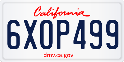 CA license plate 6XOP499