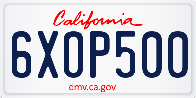 CA license plate 6XOP500