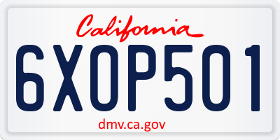 CA license plate 6XOP501