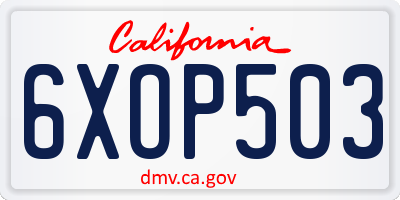CA license plate 6XOP503