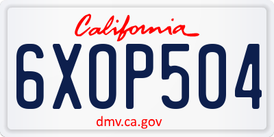 CA license plate 6XOP504