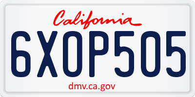 CA license plate 6XOP505