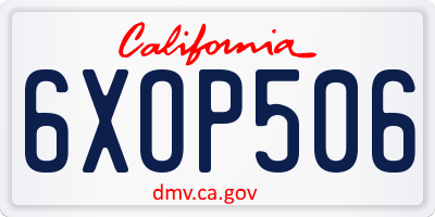 CA license plate 6XOP506