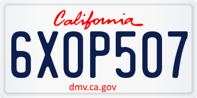 CA license plate 6XOP507