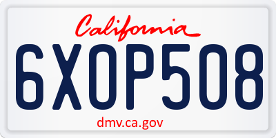 CA license plate 6XOP508