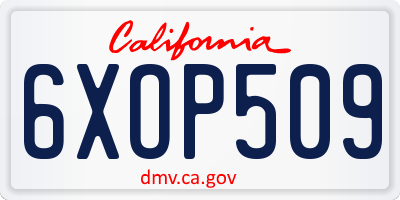 CA license plate 6XOP509
