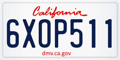CA license plate 6XOP511