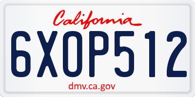 CA license plate 6XOP512