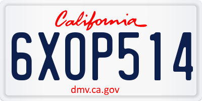 CA license plate 6XOP514