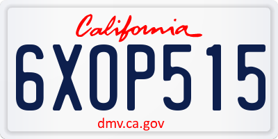 CA license plate 6XOP515