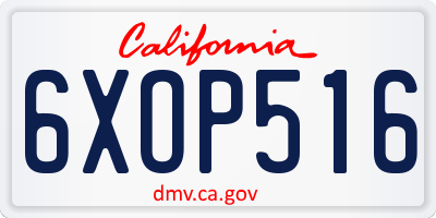 CA license plate 6XOP516