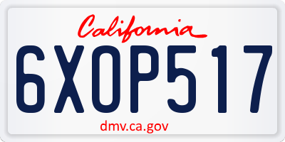 CA license plate 6XOP517