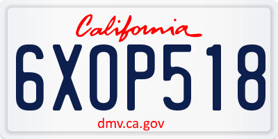 CA license plate 6XOP518