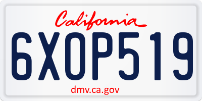 CA license plate 6XOP519