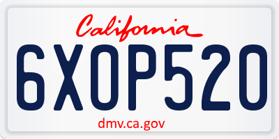 CA license plate 6XOP520