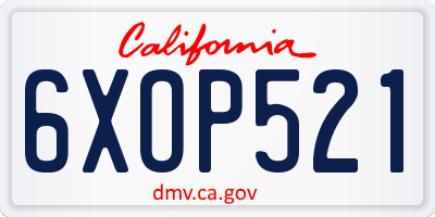 CA license plate 6XOP521