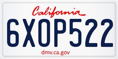 CA license plate 6XOP522