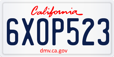 CA license plate 6XOP523