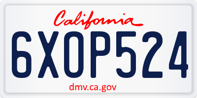 CA license plate 6XOP524