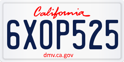 CA license plate 6XOP525