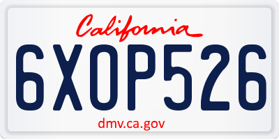 CA license plate 6XOP526