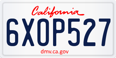 CA license plate 6XOP527