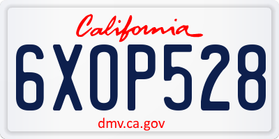 CA license plate 6XOP528