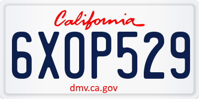 CA license plate 6XOP529