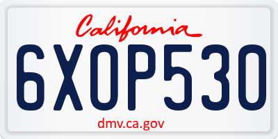 CA license plate 6XOP530