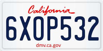 CA license plate 6XOP532