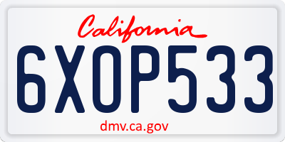 CA license plate 6XOP533