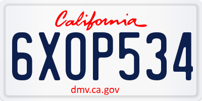 CA license plate 6XOP534