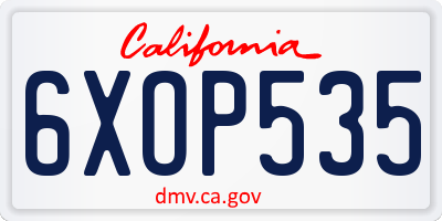 CA license plate 6XOP535