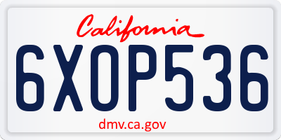 CA license plate 6XOP536