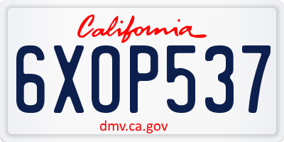 CA license plate 6XOP537