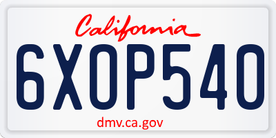 CA license plate 6XOP540