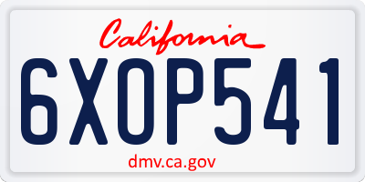 CA license plate 6XOP541