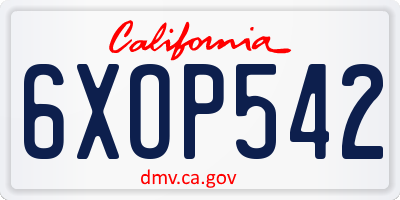 CA license plate 6XOP542