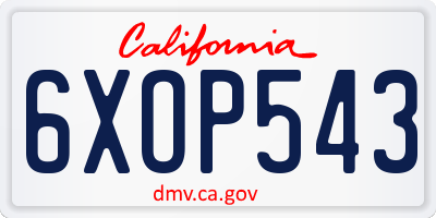 CA license plate 6XOP543