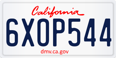CA license plate 6XOP544