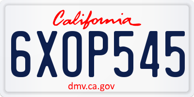 CA license plate 6XOP545