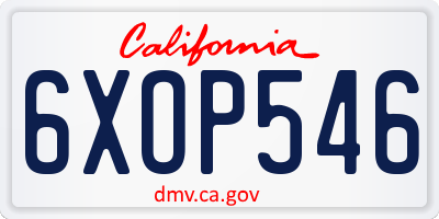 CA license plate 6XOP546