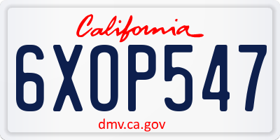 CA license plate 6XOP547