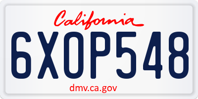CA license plate 6XOP548