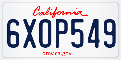 CA license plate 6XOP549