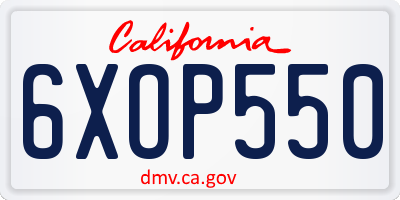 CA license plate 6XOP550